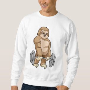 Sloth på Bodybuilding med Barbell Lång Ärmad Tröja