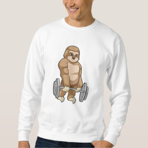 Sloth på Bodybuilding med Barbell Lång Ärmad Tröja