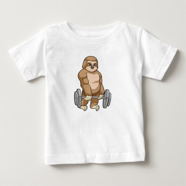 Sloth på Bodybuilding med Barbell T Shirt (Framsida)