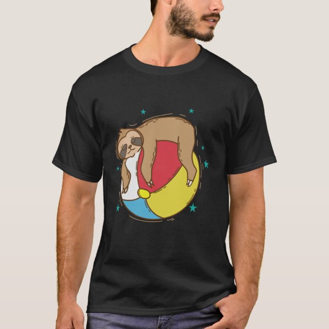 Sloth på en Beach Boll lat T Shirt (Framsida)