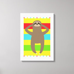 Sloth på stranden canvastryck