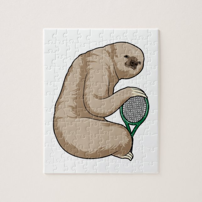 Sloth på Tennis med tennis racket Pussel (Vertikal)