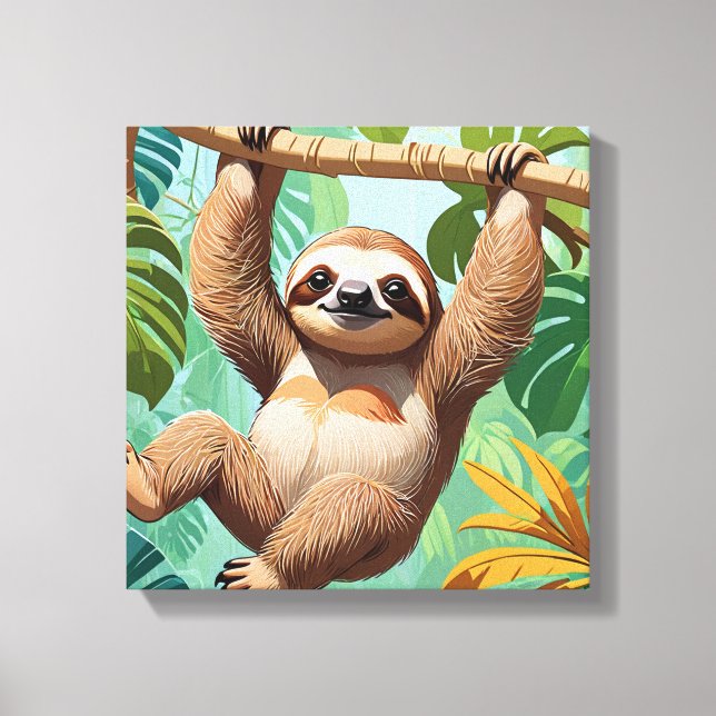 Sloth på Träd Canvastryck (Framsida)