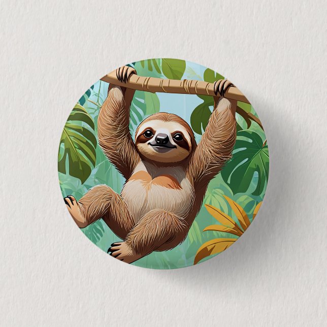 Sloth på Träd Knapp (Framsida)