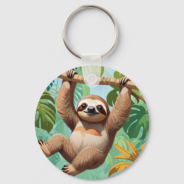Sloth på Träd Nyckelring (Framsida)