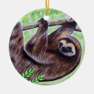 Sloth Painting Ceramic Ornament