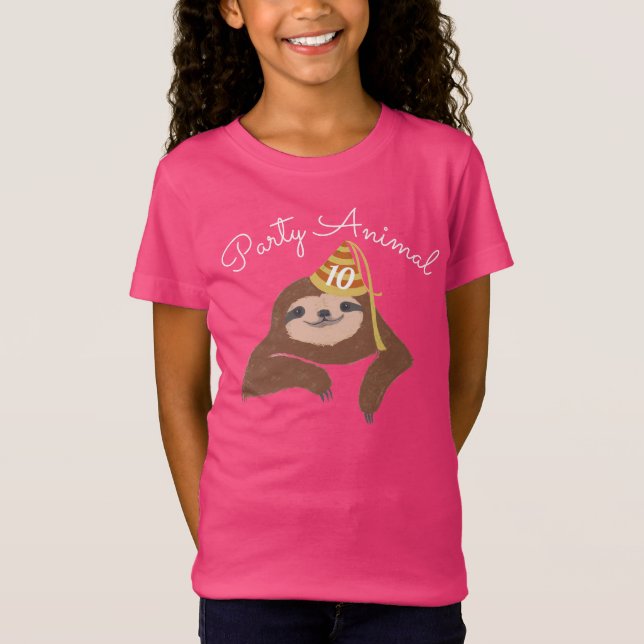 Sloth Party Animal Birthday Anpassningsbar T Shirt (Framsida)