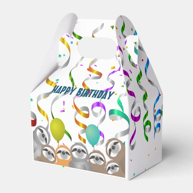 Sloth Party confetti-ballonger Curled Streamers Presentaskar (Baksidan Sidan)