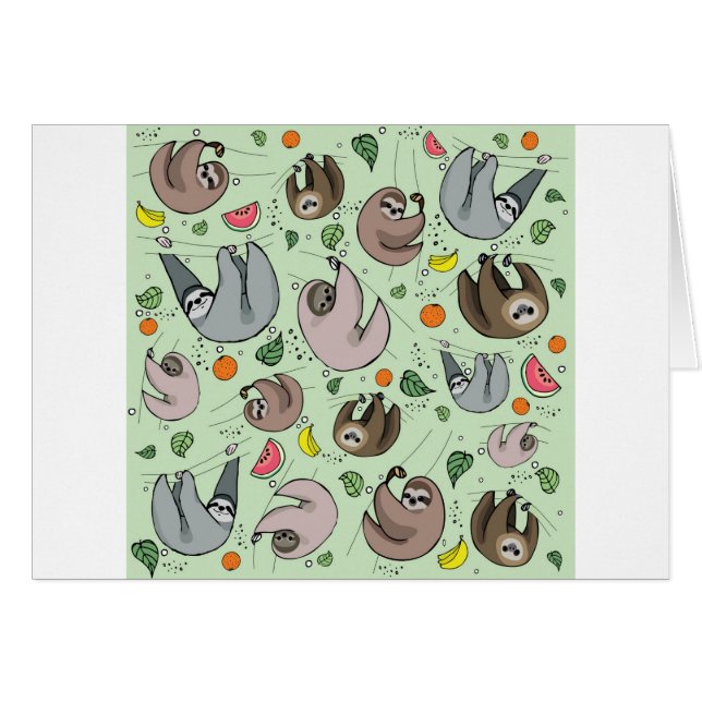 Sloth Party Hälsningskort (Framsidan Horizontal)