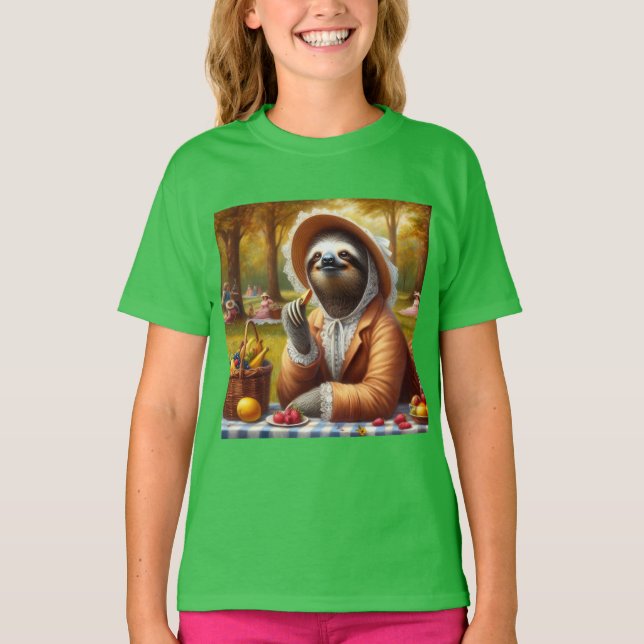 Sloth Picnic T Shirt (Framsida)