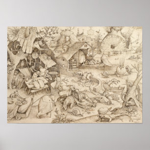 Sloth Pieter Bruegel Teckning Poster