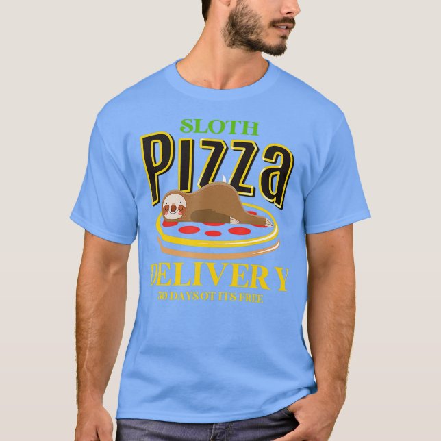 Sloth Pizza Delivery Fast Food Funny Pizza T Shirt (Framsida)