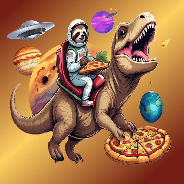 Sloth Pizza T-Rex Space Äventyr T Shirt (Skapare uppladdad)