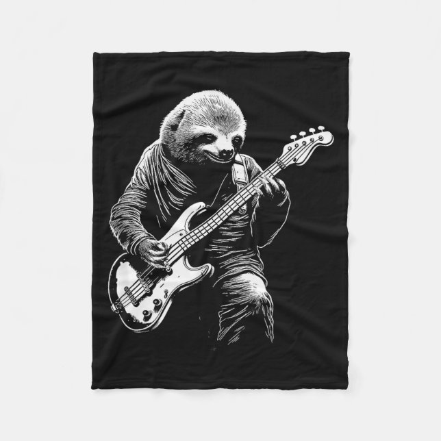Sloth Playing B Guitar Funny B Player Bist Sloth  Fleecefilt (Framsidan)