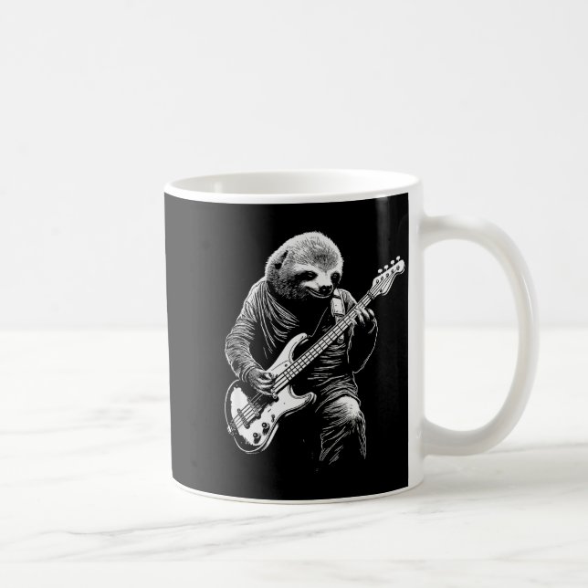 Sloth Playing B Guitar Funny B Player Bist Sloth  Kaffemugg (Höger)