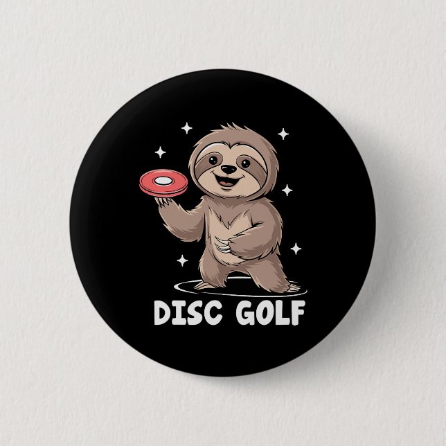 Sloth Playing Disc Golf Player Sports Athlete Game Knapp (Framsida)