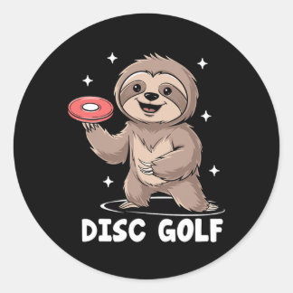 Sloth Playing Disc Golf Player Sports Athlete Game Runt Klistermärke