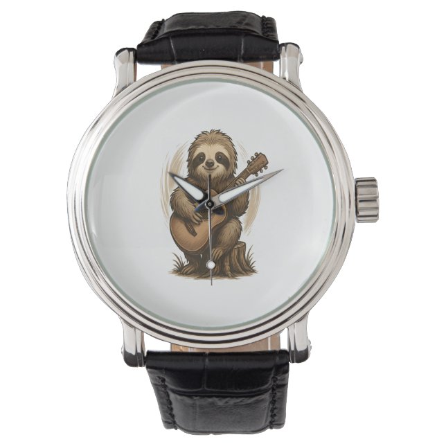 Sloth Playing Guitar Armbandsur (Framsida)