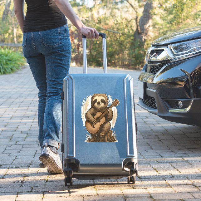 Sloth Playing Guitar Klistermärken (Resväska Insitu)