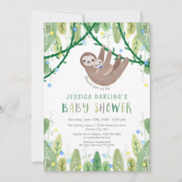 Sloth Pojke Bow Tie Shower Jungle Theme Inbjudningar