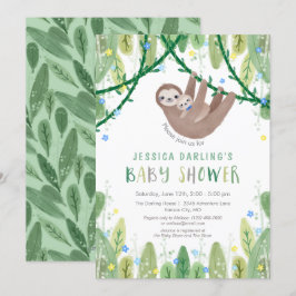 Sloth Pojke Bow Tie Shower Jungle Theme Inbjudningar