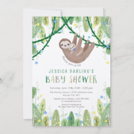 Sloth Pojke Bow Tie Shower Jungle Theme Inbjudningar