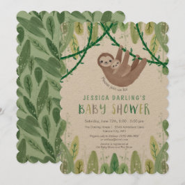 Sloth Pojke Shower Jungle Theme Inbjudningar