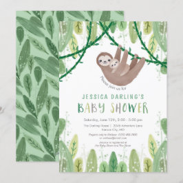Sloth Pojke Shower Jungle Theme Inbjudningar