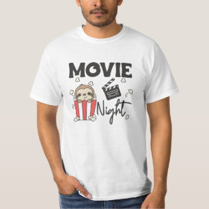 Sloth Popcorn Movie Nght Cute Sloth Movies T Shirt
