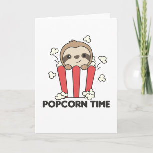 Sloth Popcorn Time, roligt djur i snabb föda Kort