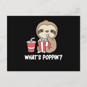 Sloth Popcorn Whats Poppin Funny Sloths Vykort