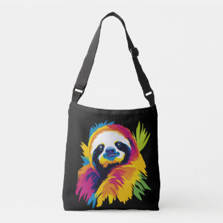 Sloth Portrait Illustration Watercolour Painting Axelväska