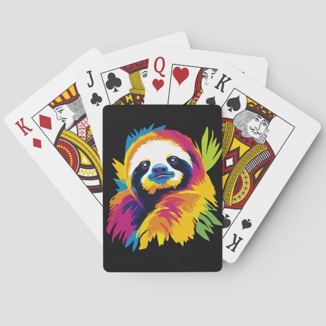 Sloth Portrait Illustration Watercolour Painting Casinokort (Baksidan)
