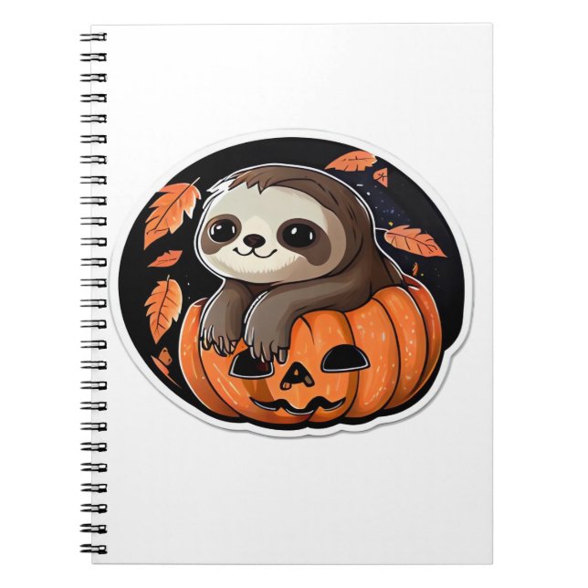 sloth pumkin Halloween-dekal Oversized T-Shirt Anteckningsbok (Framsidan)