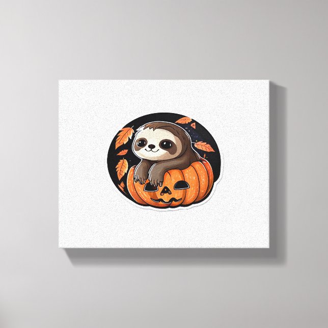 sloth pumkin Halloween-dekal Oversized T-Shirt Canvastryck (Framsida)