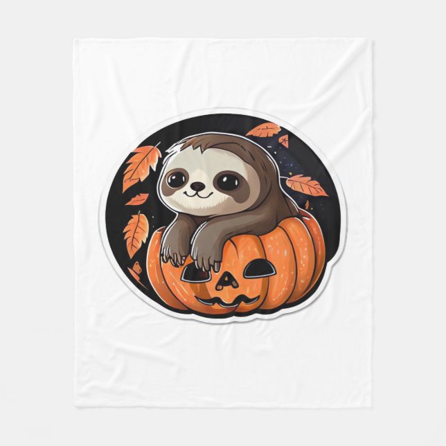 sloth pumkin Halloween-dekal Oversized T-Shirt Fleecefilt (Framsidan)