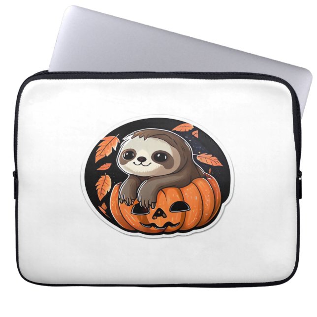 sloth pumkin Halloween-dekal Oversized T-Shirt Laptop Fodral (Framsidan)
