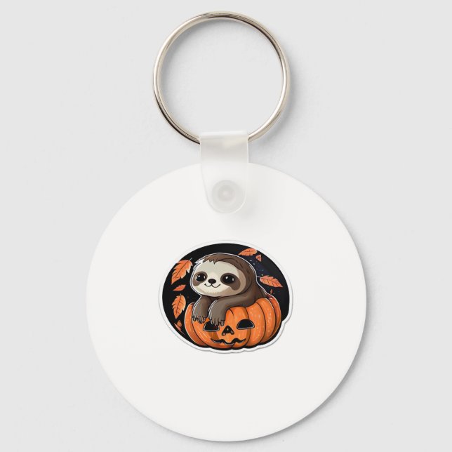 sloth pumkin Halloween-dekal Oversized T-Shirt Nyckelring (Framsida)