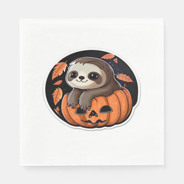 sloth pumkin Halloween-dekal Oversized T-Shirt Pappersservett (Framsidan)