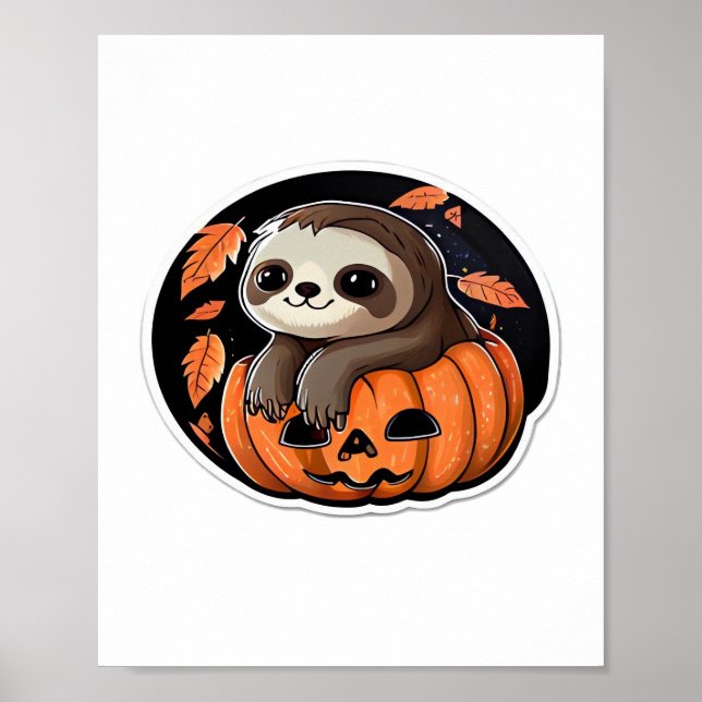 sloth pumkin Halloween-dekal Oversized T-Shirt Poster (Framsidan)