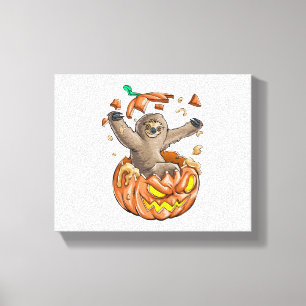 Sloth Pumpkin Halloween Canvastryck