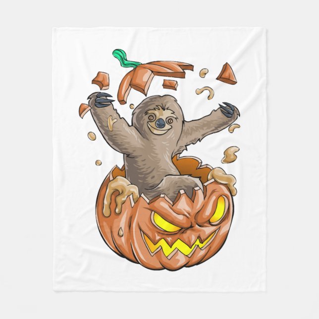 Sloth Pumpkin Halloween Fleecefilt (Framsidan)