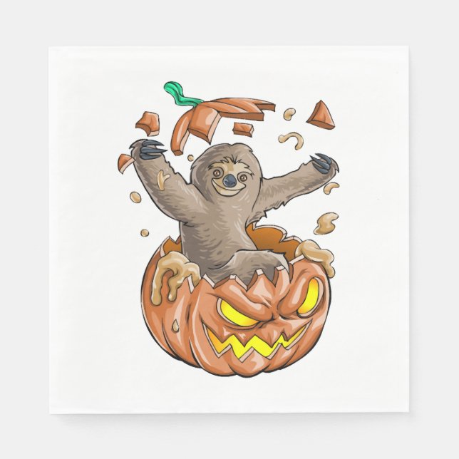 Sloth Pumpkin Halloween Pappersservett (Framsidan)