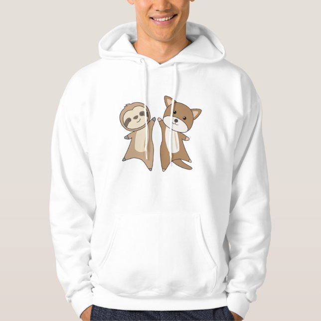 Sloth Puppy Hund Barn Hoodie (Framsida)