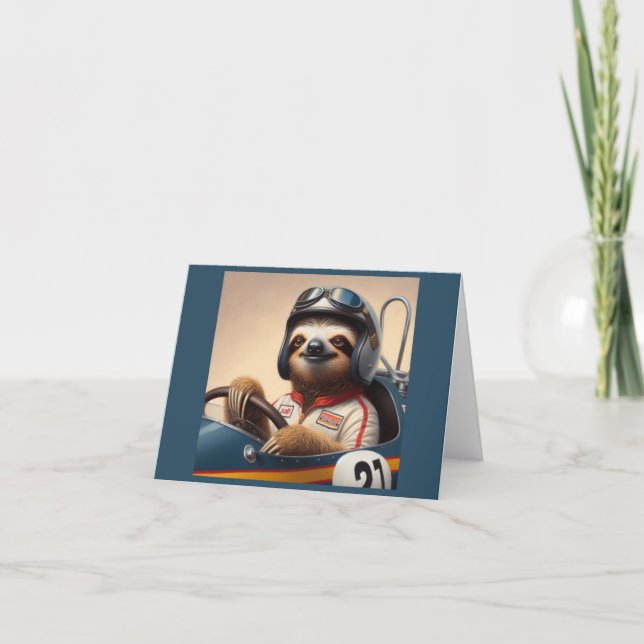 Sloth Racecar Driver Kort (Framsida)