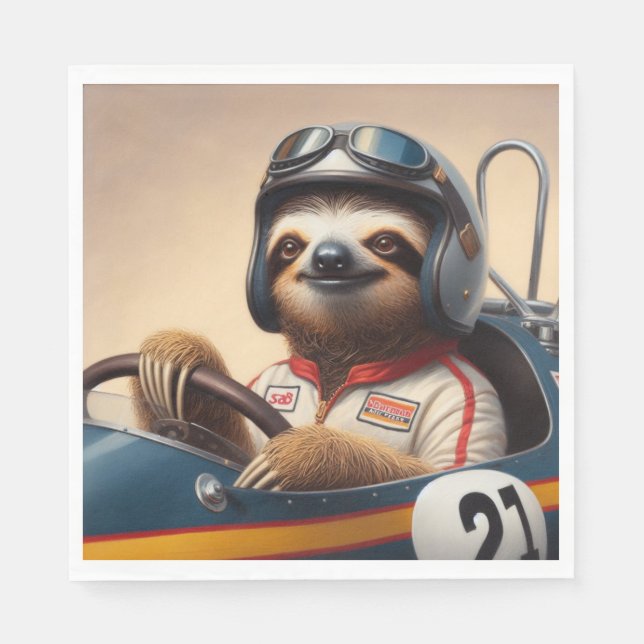 Sloth Racecar Driver Pappersservett (Framsidan)