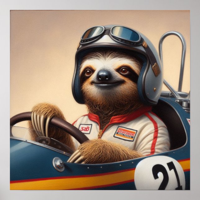 Sloth Racecar Driver Poster (Framsidan)