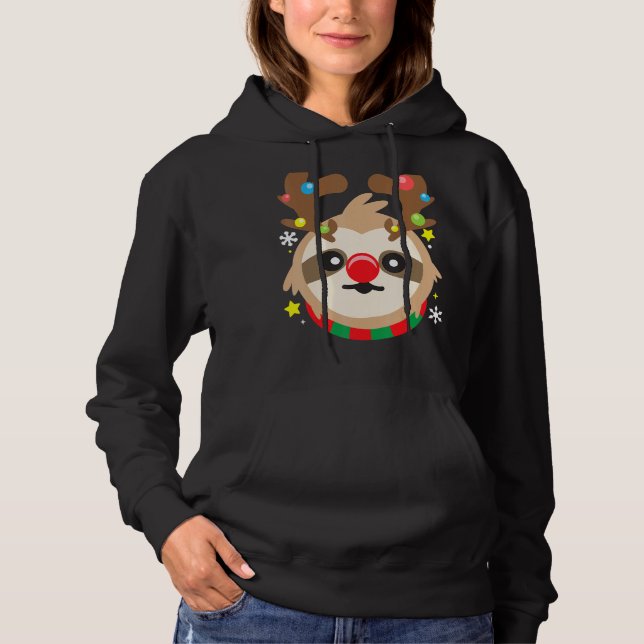 Sloth Reindeer Funny Cute jul T Shirt (Framsida)