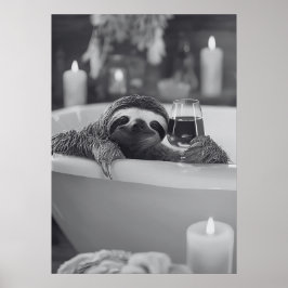 Sloth Relaxing in the Tub Roligt Bathroom Poster