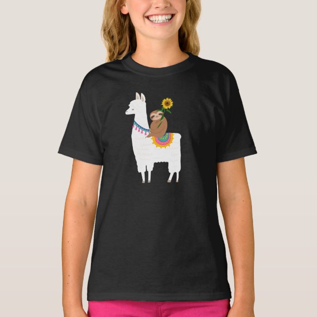 Sloth rider på Llama T Shirt (Framsida)
